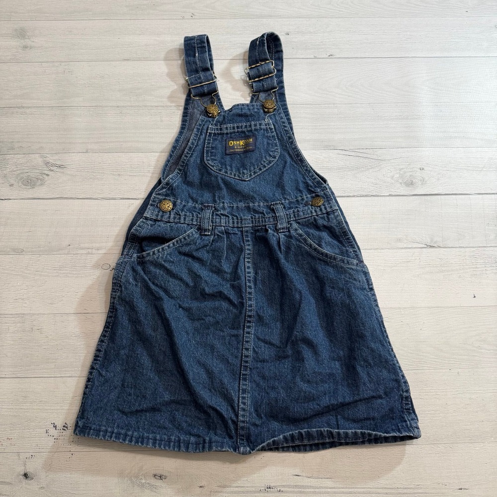 OshKosh‎ B'Gosh girls denim vintage jumper dress size 5 made in USA